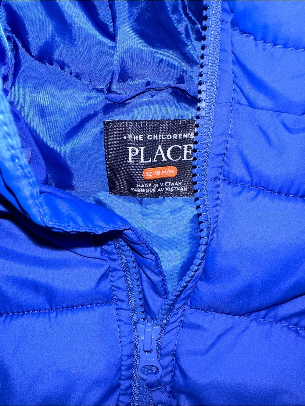 The Children's Place Royal Blue Puffer Jacket 12-18 months